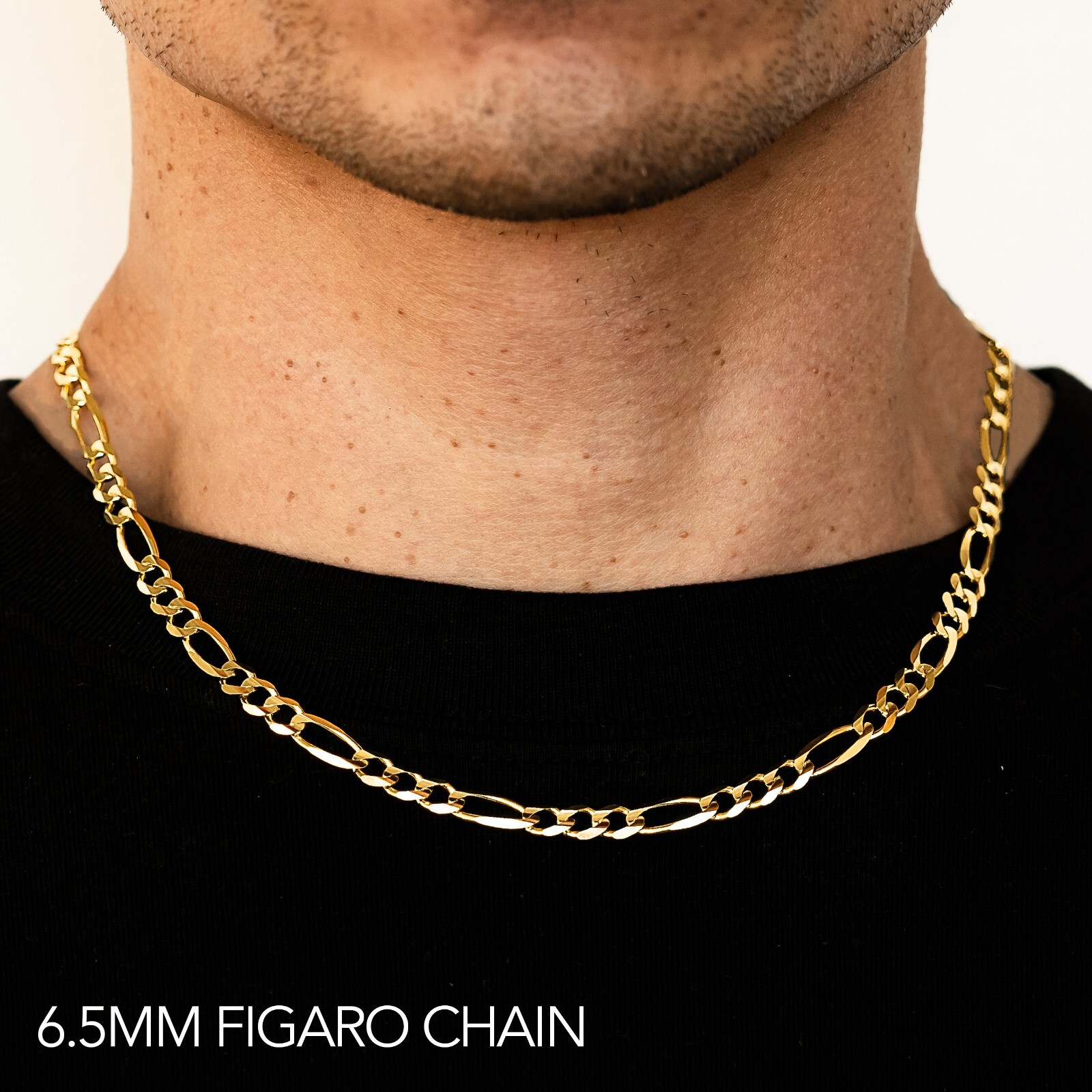 14k Yellow Gold 2mm-6.5mm Figaro Chain Necklace Bracelet Size 7″-30″ Hollow