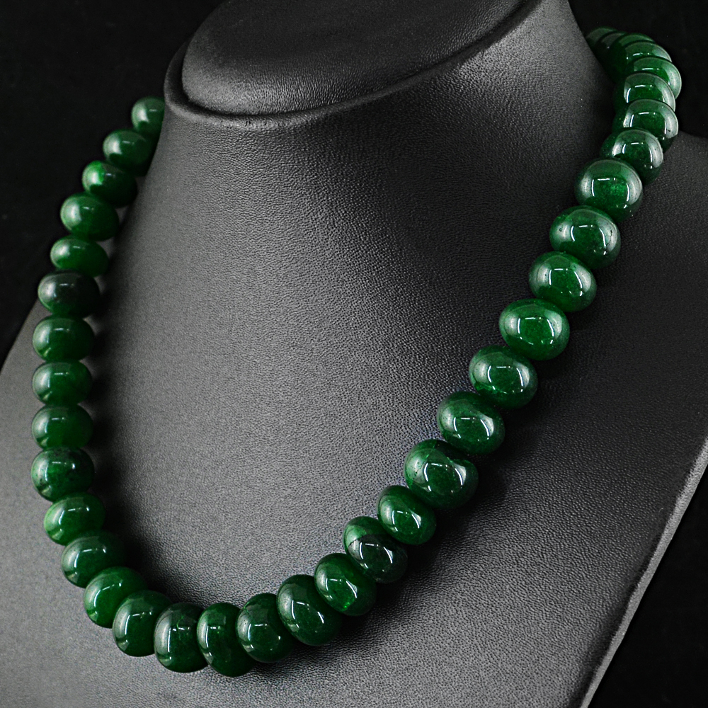 AMAZING 548.00 CTS EARTH MINED ENHANCED EMERALD ROUND SHAPE BEADS NECKLACE (DG)