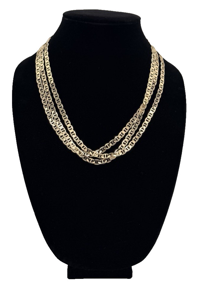 18k Gold Filled Mariner Link Necklace (Solid) 21″ 6mm New