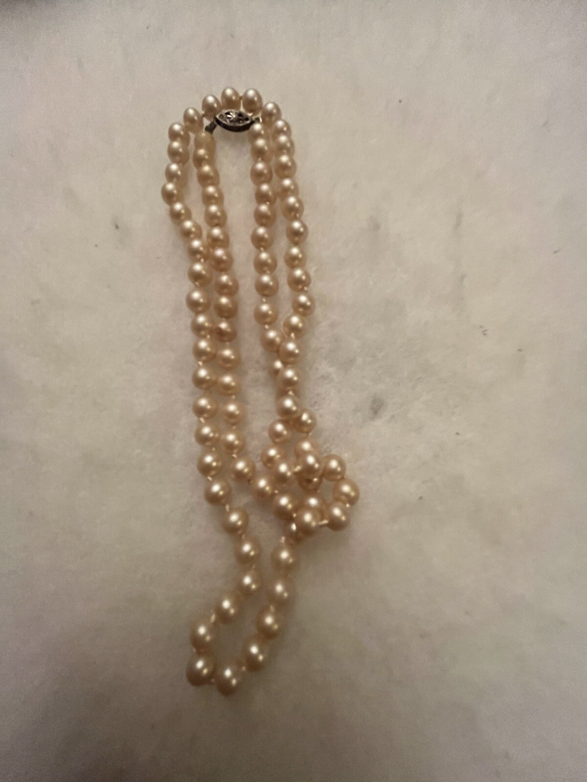 Necklace, Cultured & Knotted Pearls, 25 inch string, no makers mark, no hallmark