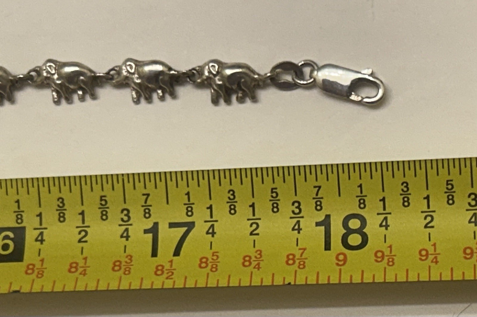 925 Sterling Continuous Pattern Elephants 18” Necklace, 35.5g