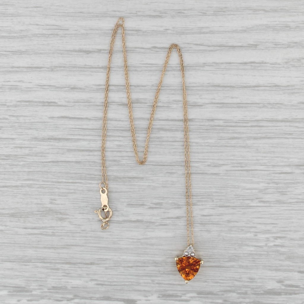 1.60ct Citrine Diamond Pendant Necklace 10k Yellow Gold 18.25″ Rope Chain