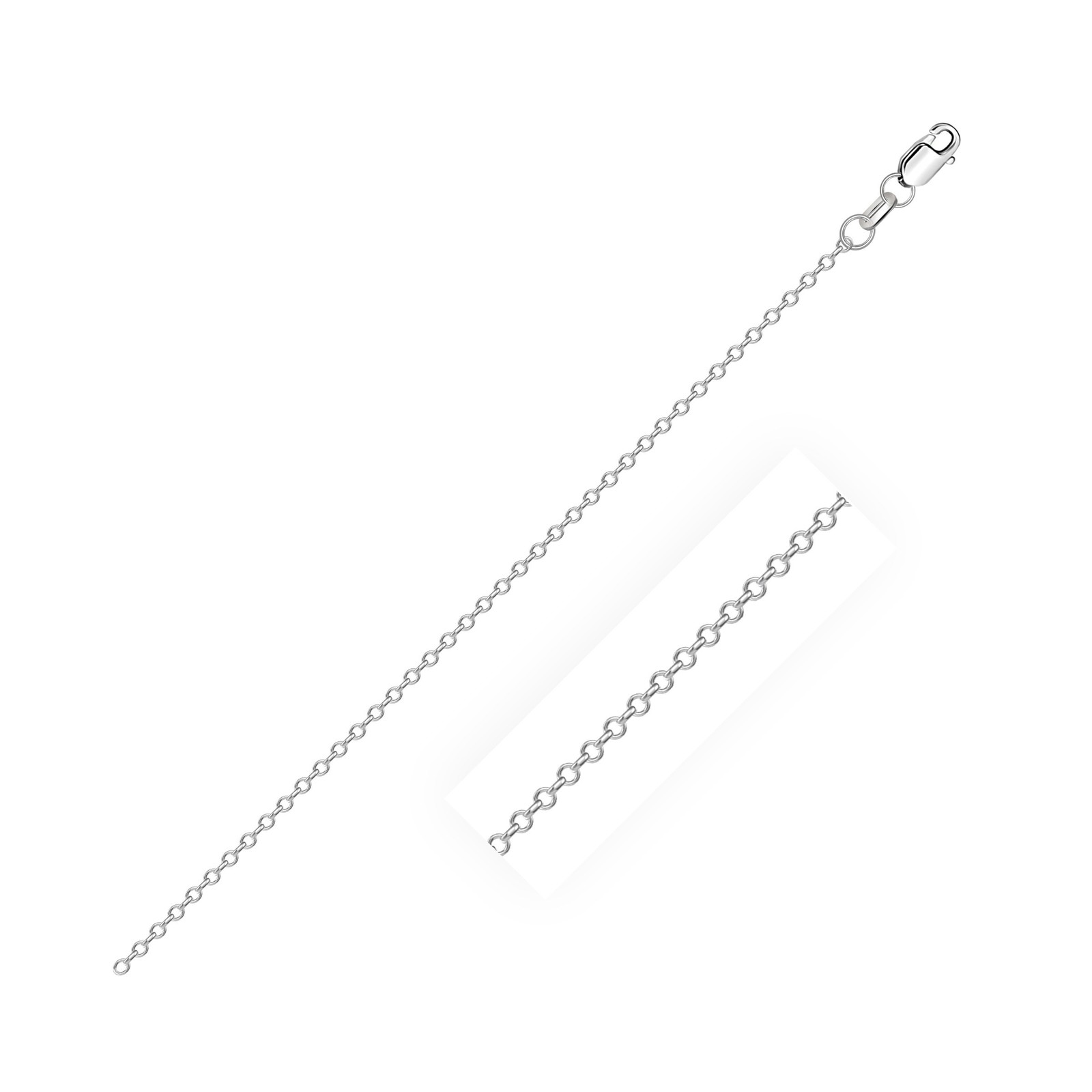 Diamond Cut Cable Link Chain, 18K White Gold, Sizes 16-18, 0.75 mm, Sparkle