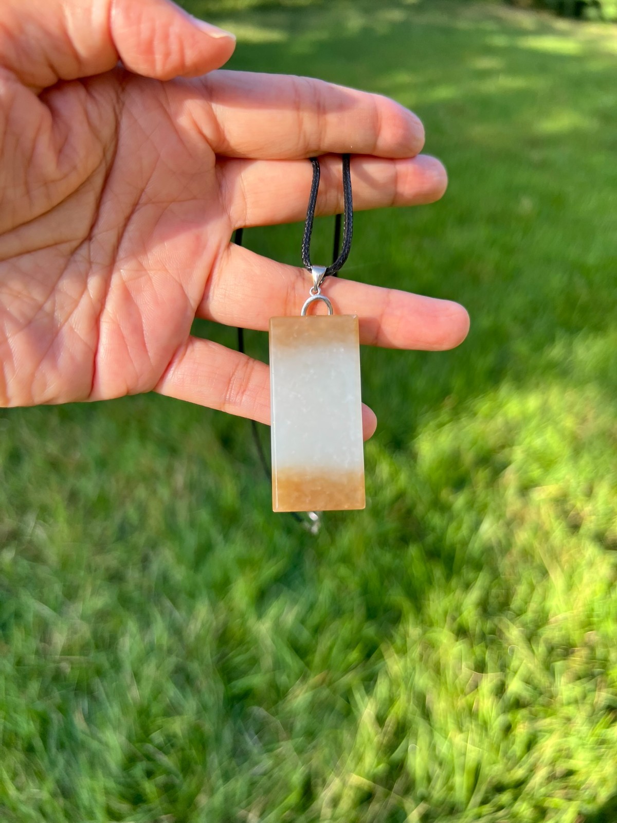 Genuine 100% Natural Nephrite Jade Golden Brown Wushi Plaque 无事牌 Pendant H394 6