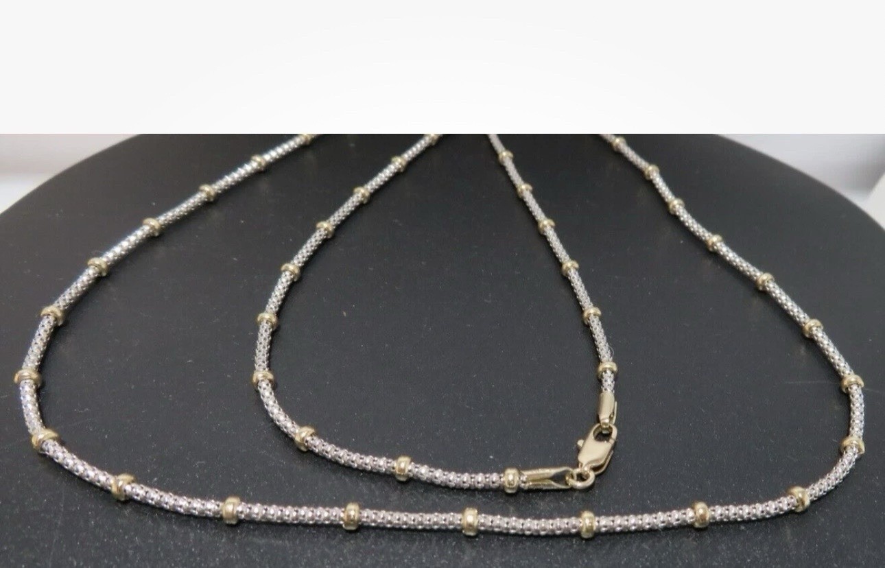 14K YELLOW & WHITE GOLD NECKLACE 19” LONG 2.77 MM THICK 7 grams NEW