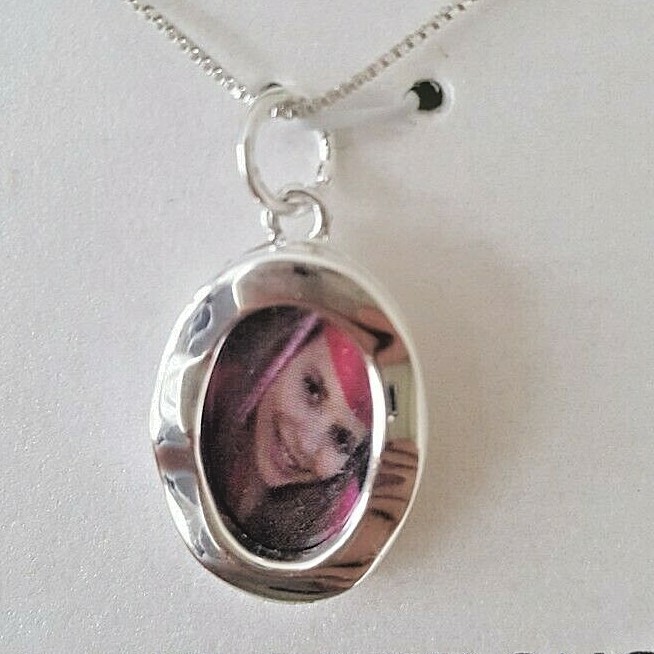 925 Sterling Silver Picture Locket Gift Necklace Any Occasion Made In Itay