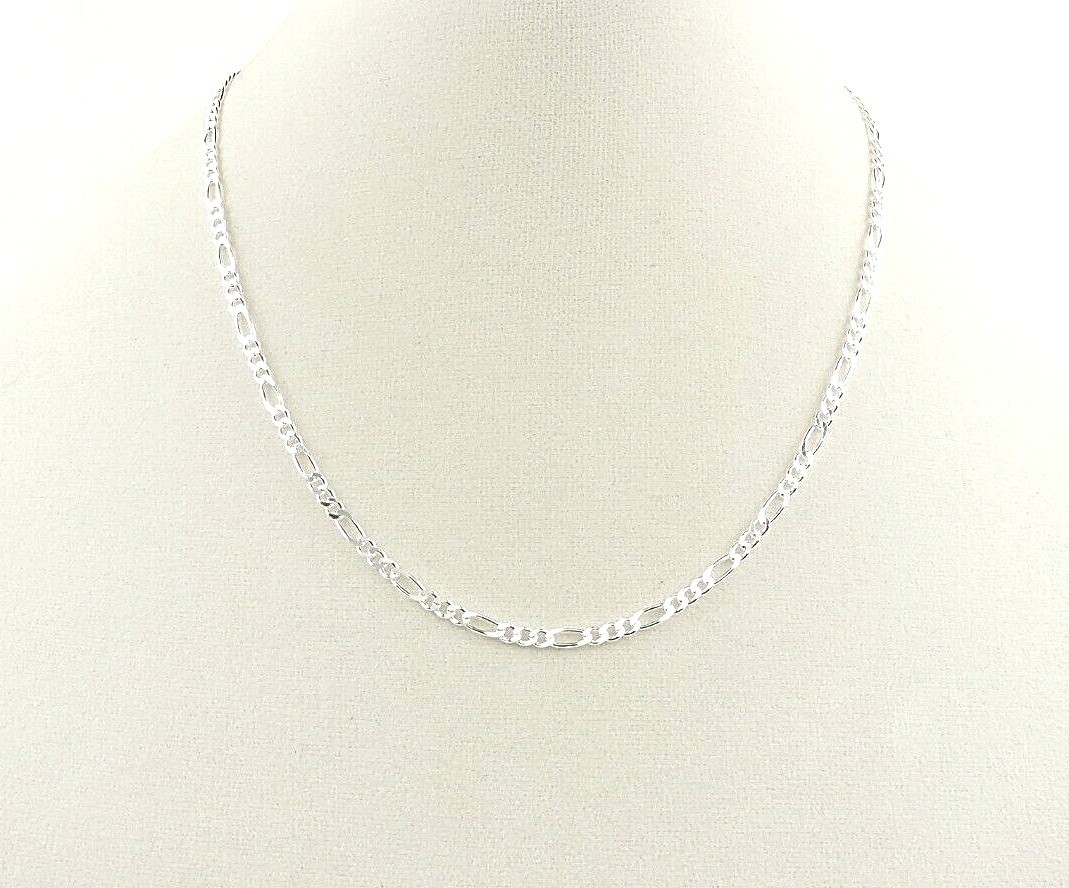 Sterling Silver 3 mm 080 Gauge Figaro Necklace 16″ – 30″ – Free Gift Packaging