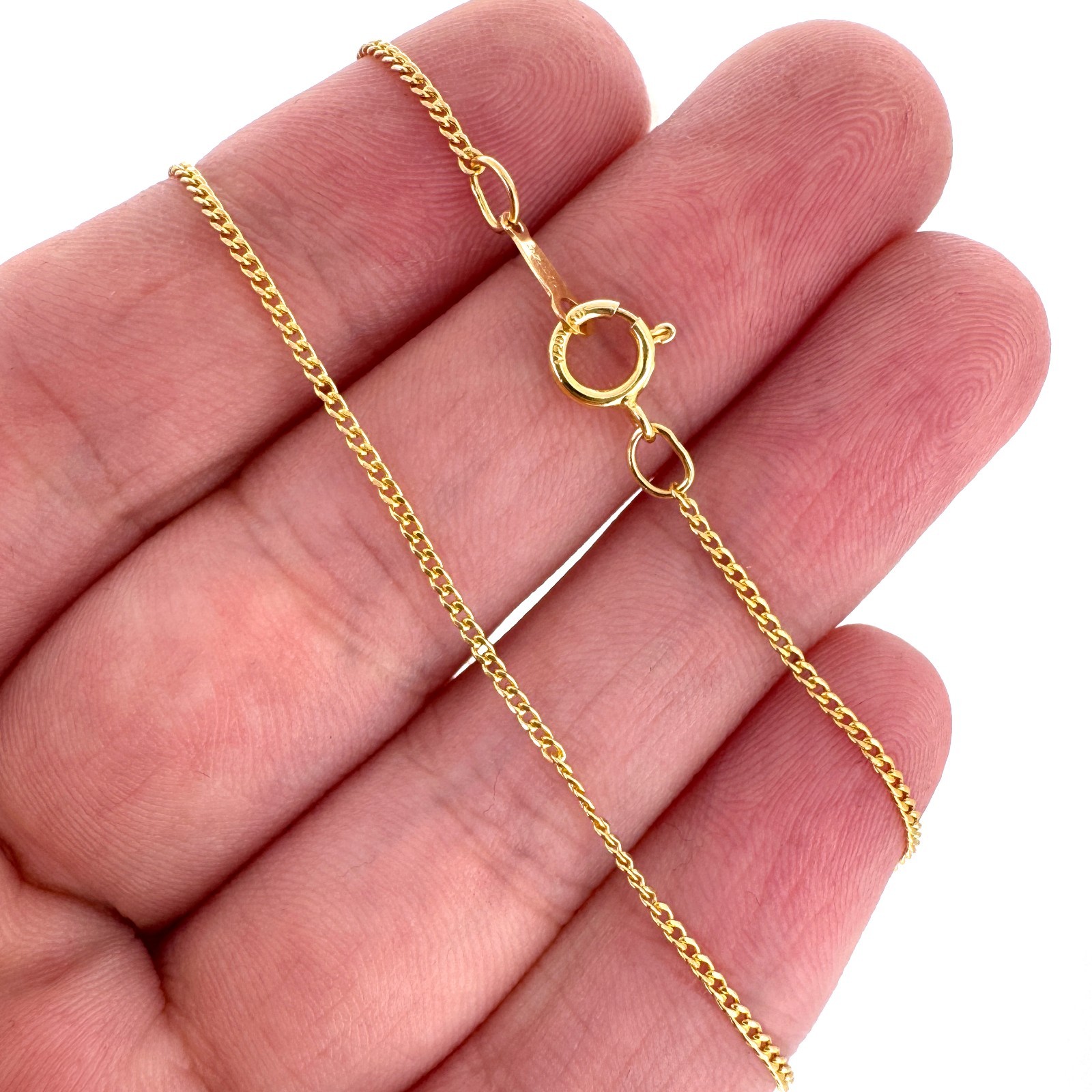 Gold Plated Sterling Silver 1mm Curb Long Necklace Chain 16-36 inch