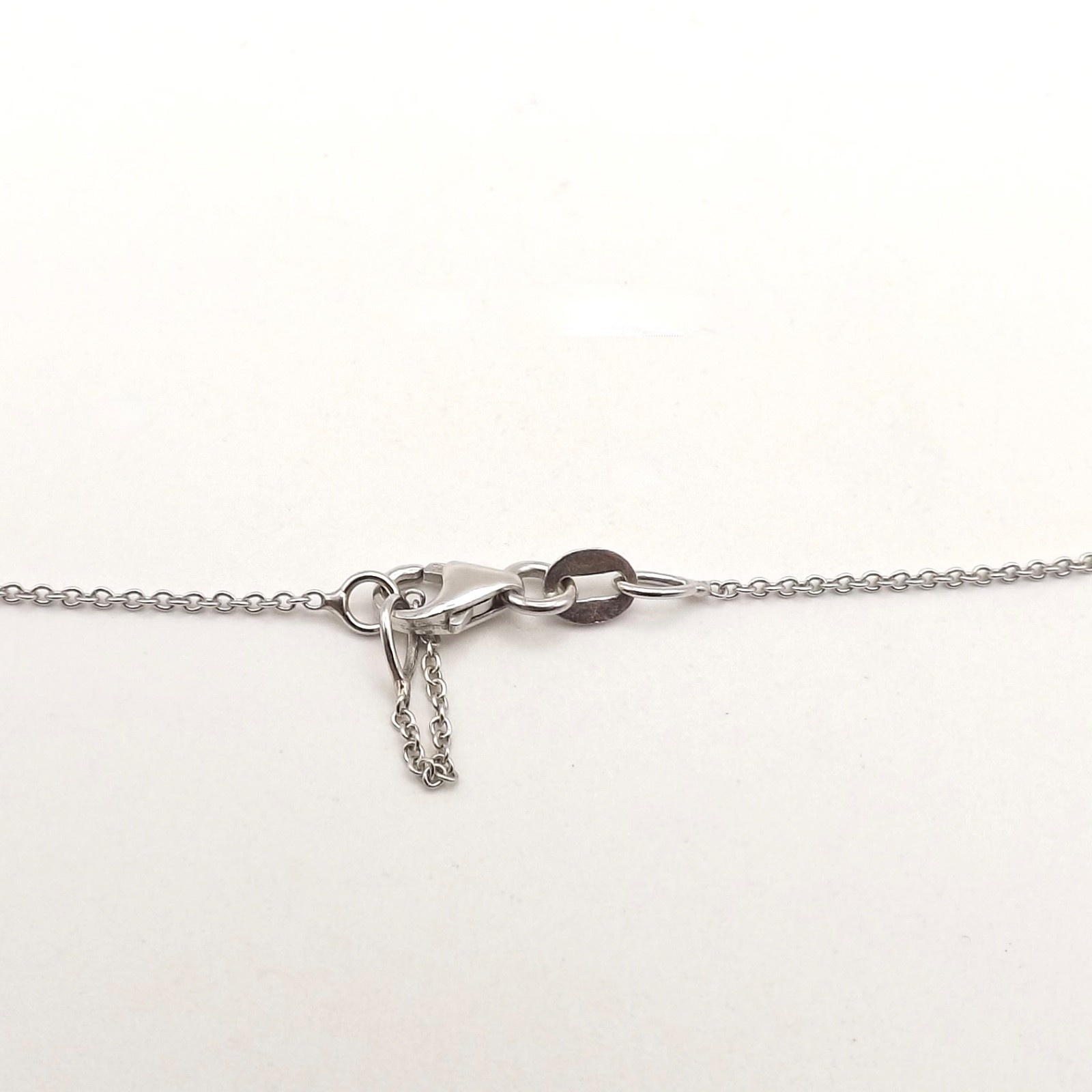 Solid 18k White Gold Cable Link Pendant Chain Necklace Adjustable 16in to 17in