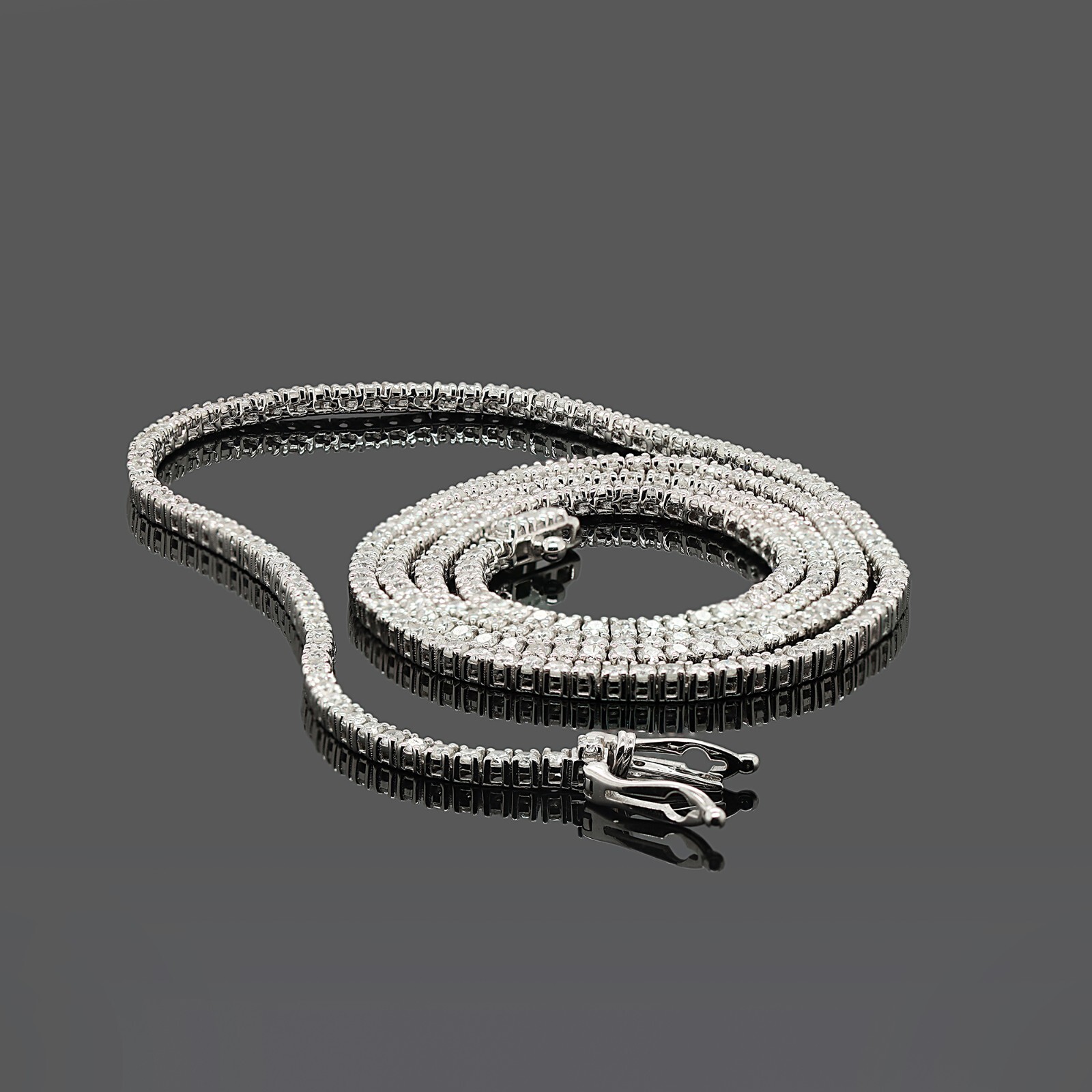 4.50CT Certified Natural Diamond Tennis Necklace 14K White Gold 18″ Inch Women’s
