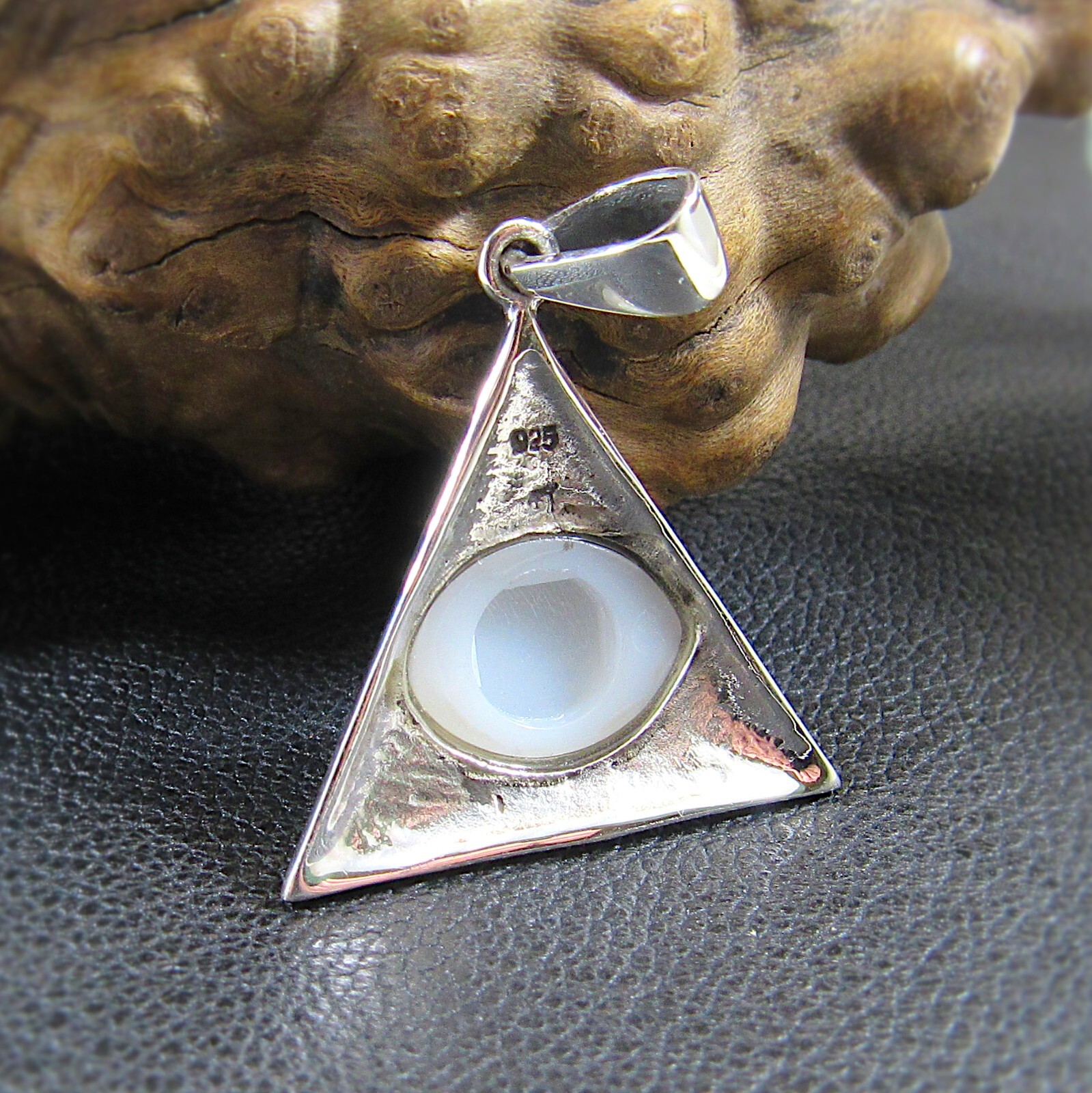Solid 925 Sterling Silver All Seeing Eye Triangle Eyeball in Pyramid Pendant