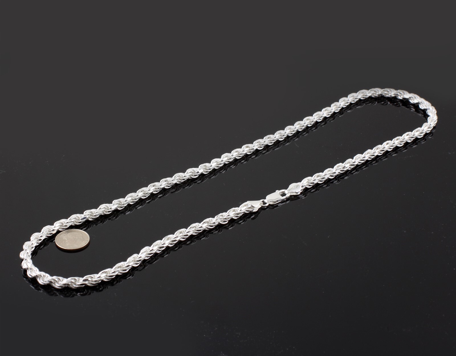 925 Sterling Silver Rope Chain Thick 5.5mm-Solid, Not Hollow-Guaranteed Genuine