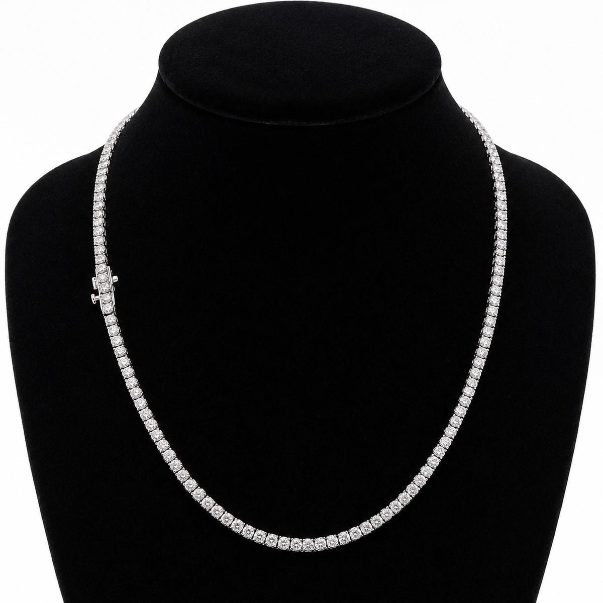 13.00 Ct Lab Grown Diamond Tennis Necklace 14k White Gold E F VVS 17 Inch