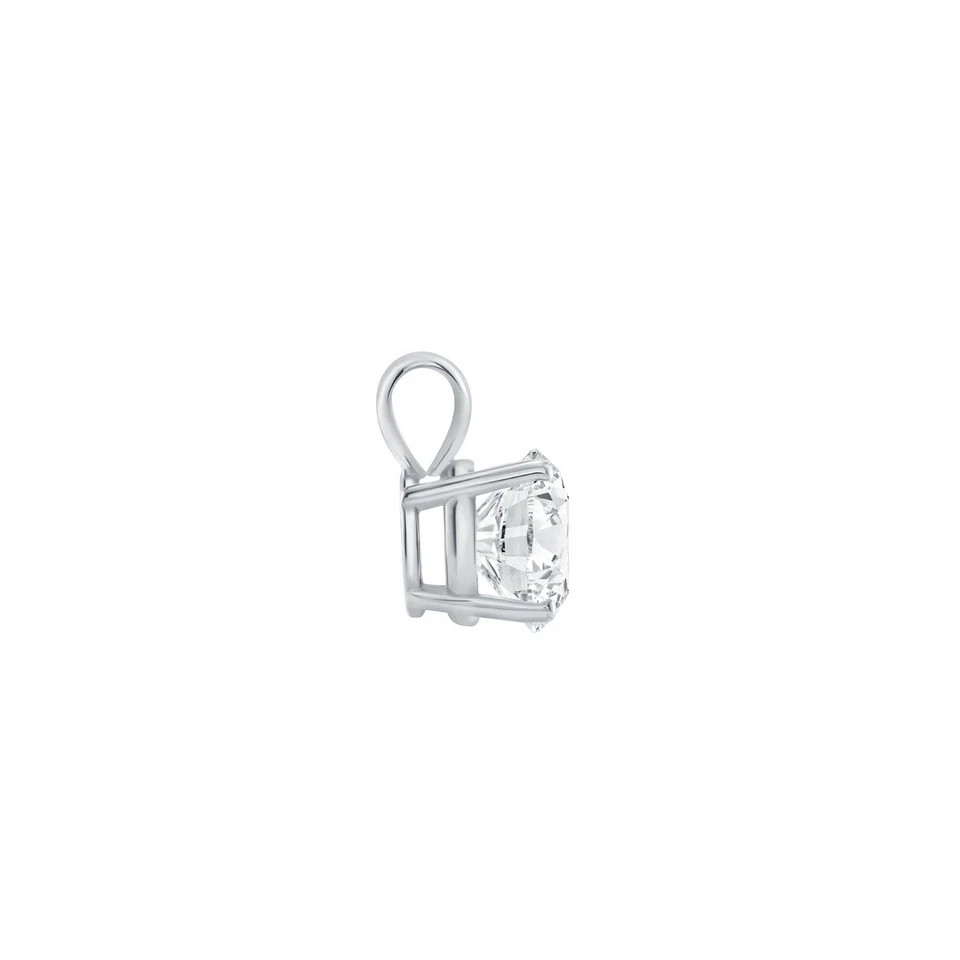 1 Ct Round Lab Created Grown Diamond Real Solid 14K White Gold Pendant Necklace
