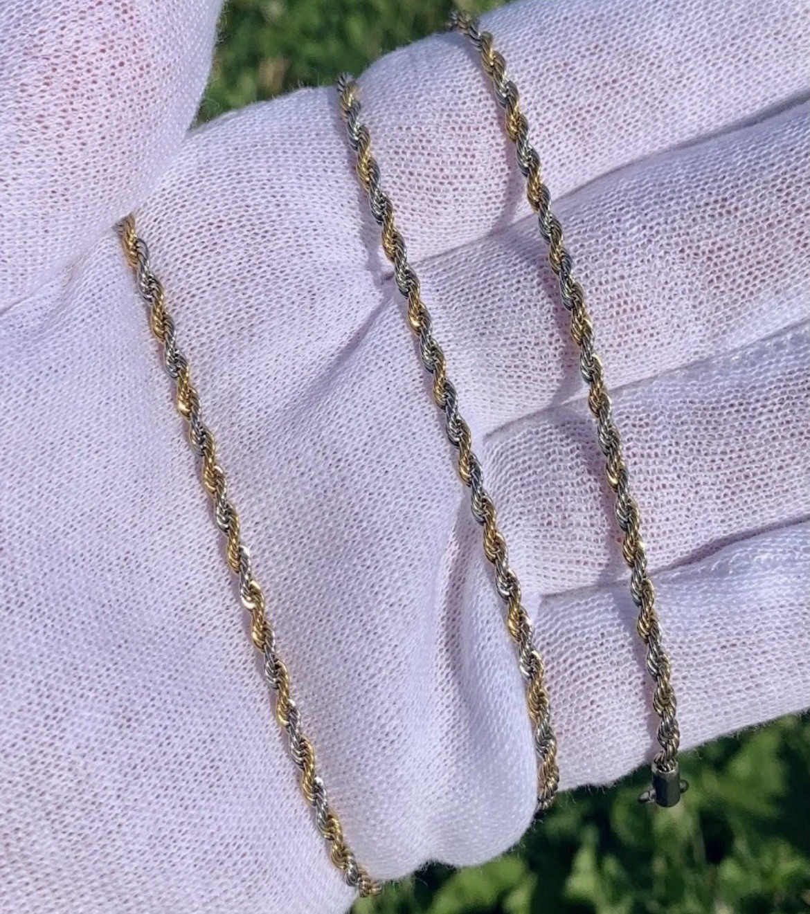Stainless Steel Gold Silver Rope Chain Men’s Necklace 2MM 20″ Diamond Cut