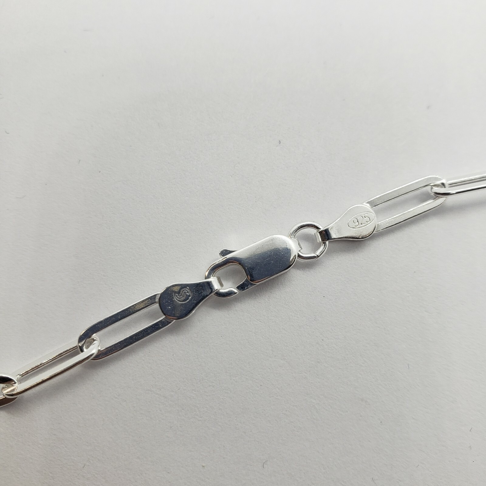 925 Sterling Silver Paperclip Chain Necklace Bracelet Italy 4mm Sizes 7-30 inch