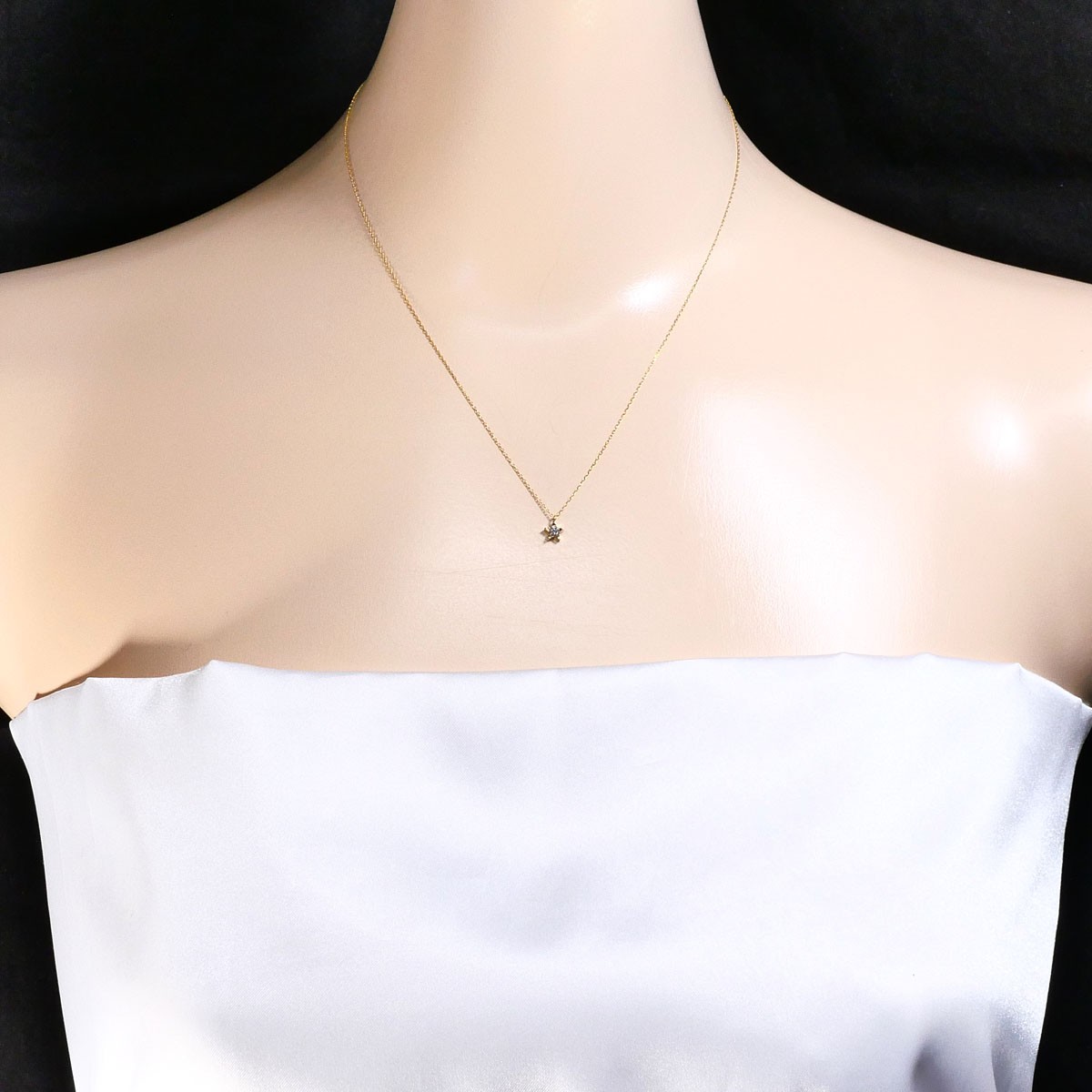 K18 18k gold Necklace Diamond (no carat mark) 0.8g 40cm Free shipping Used