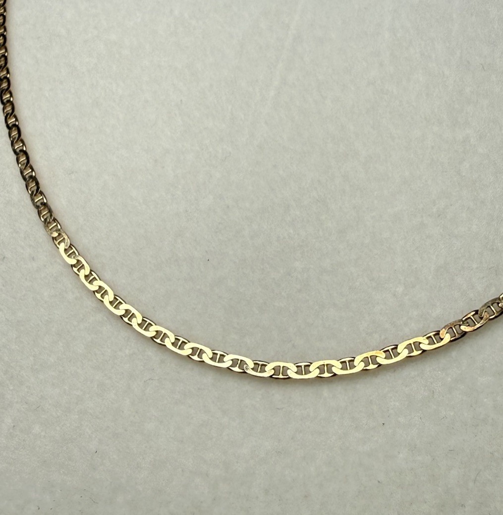 14K Yellow Gold 1.47mm Mariner Link Chain Necklace 24” 2.62g Dainty Petite Small