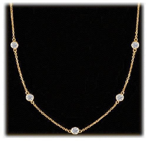 1.17 ct Round Diamond By The Yard 14k Yellow Gold Necklace 9 x 0.13 G-H VS/SI1