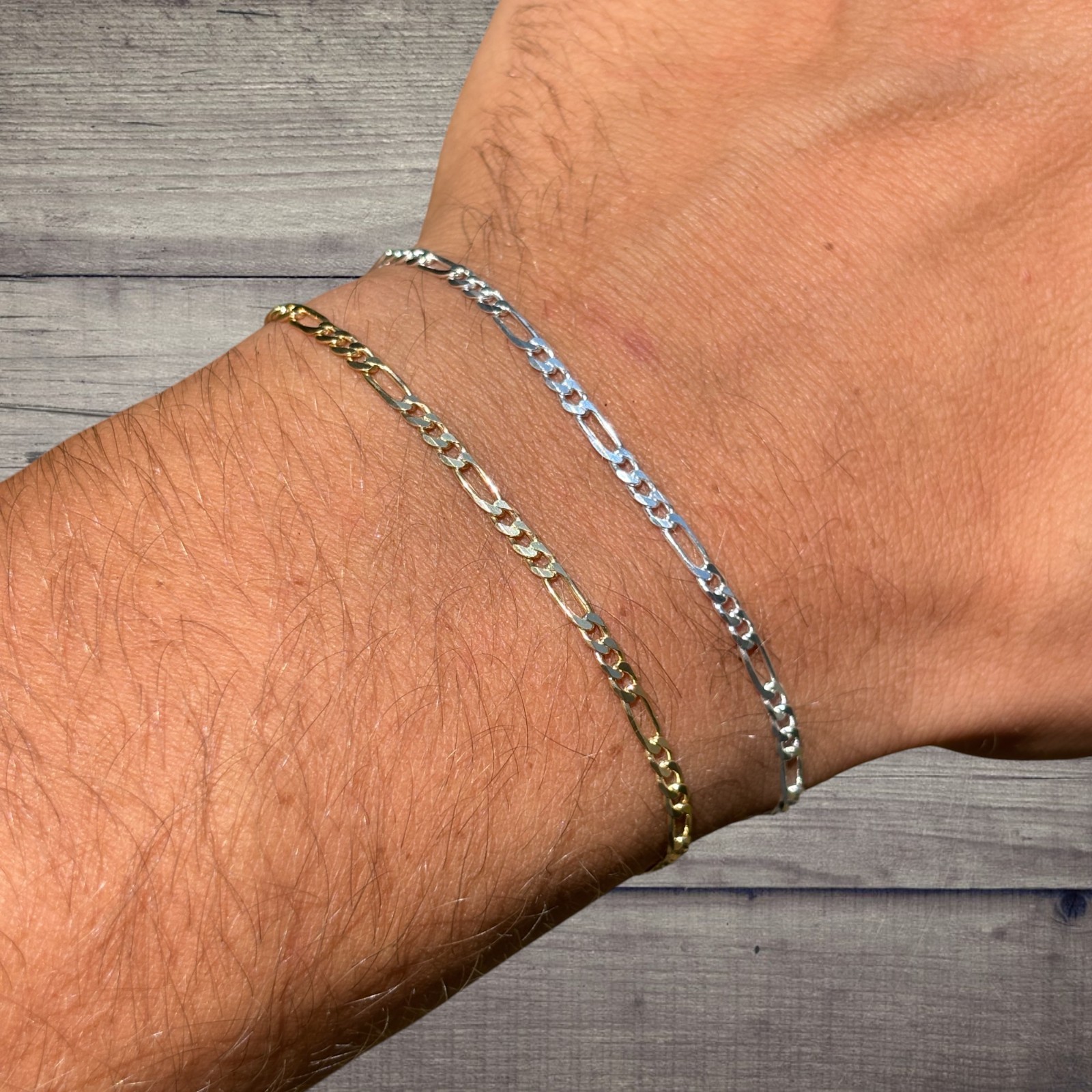 2.5mm Figaro Bracelet Link – Real Solid 925 Sterling Silver Or 14k Gold Vermeil