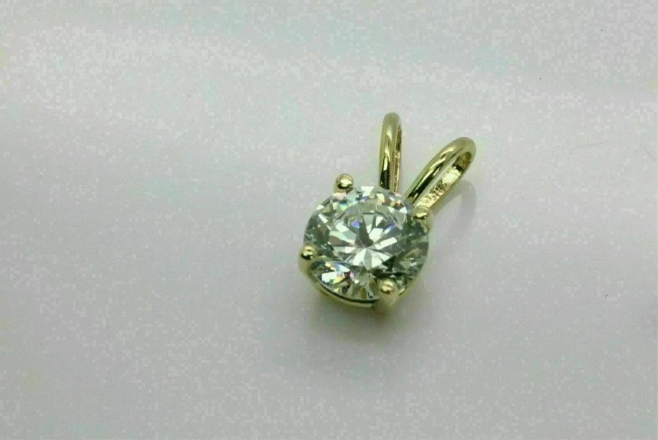 1Ct Round Cut Lab-Created Diamond Pendant With 18″ Chain 14k Yellow Gold Plated