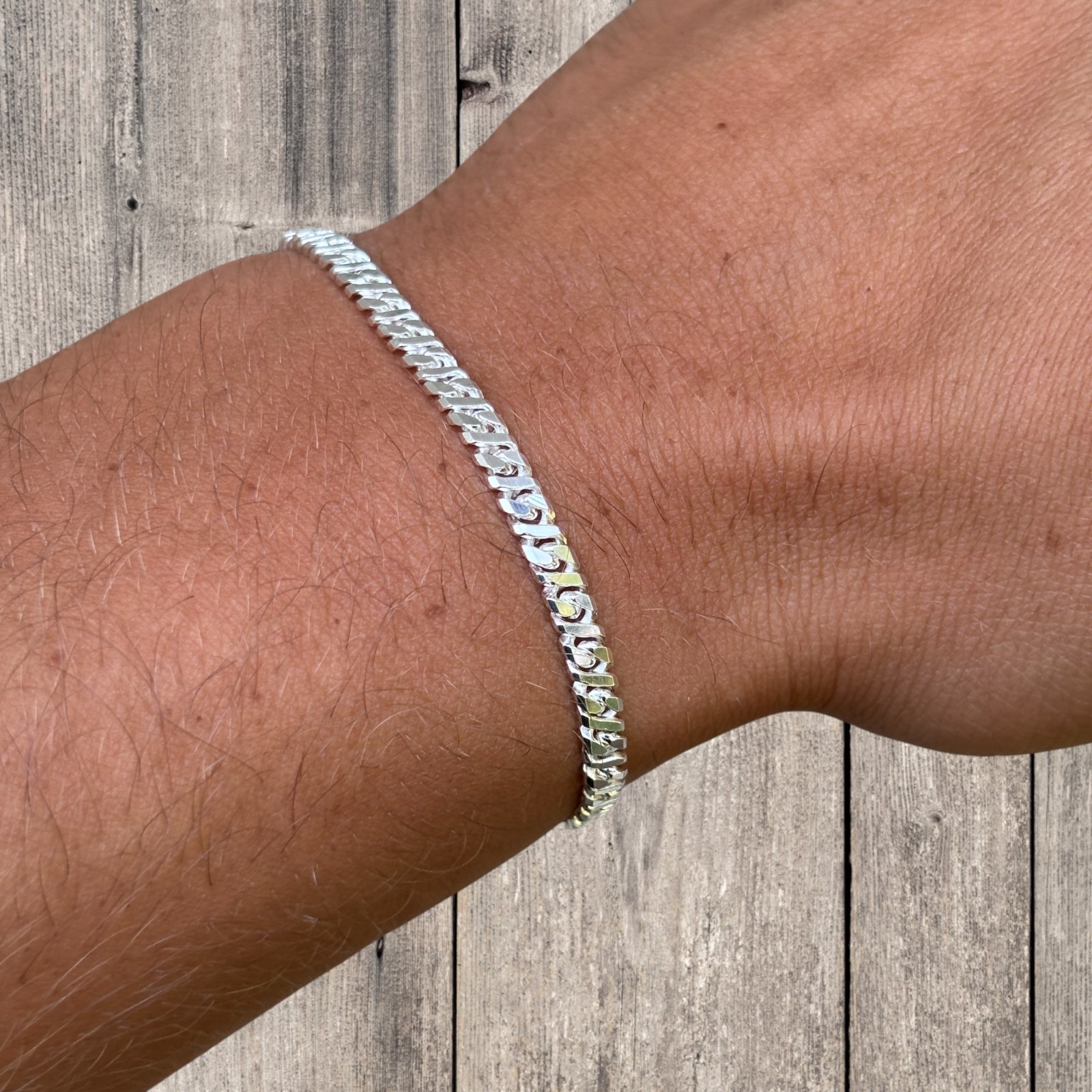 3.5mm Dollar Link Bracelet – Real Solid 925 Sterling Silver MADE IN ITALY