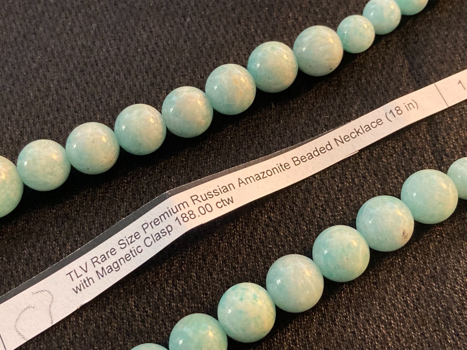 18″ Russian Amazonite Beaded Necklace .925 Sterling Silver Magnetic Clasp 188ctw