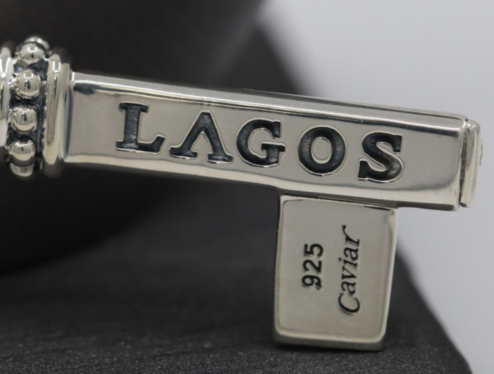 Lagos Caviar Sterling Silver Signature Key Pendant Beaded Necklace 34″ – 24G