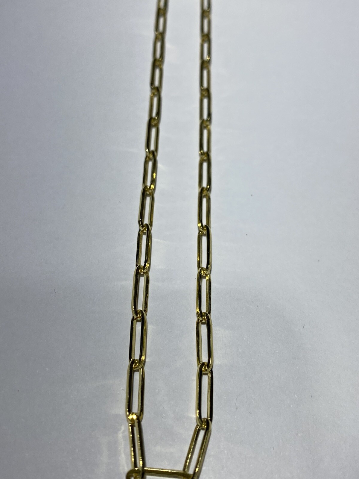 14K Solid Yellow Gold 3 mm Paperclip Chain Link Layer Thin Necklace Bracelet