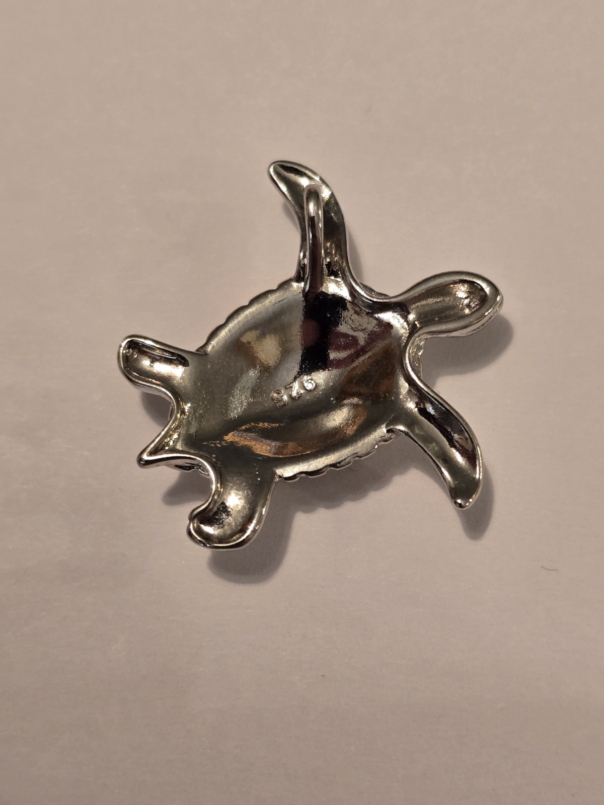 White Opal Sterling Silver Sea Turtle Pendant 925 Textured