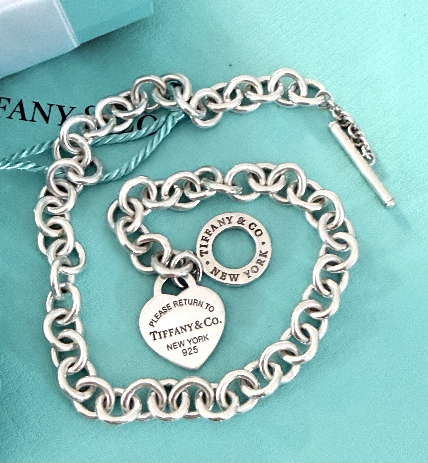 Tiffany & Co Return to Tiffany Heart Pendant Toggle Necklace Silver 15.5″