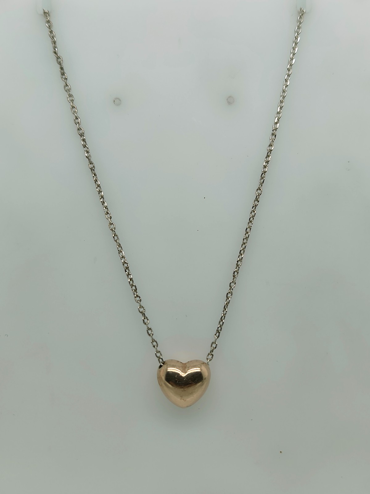 Sterling Silver 925 Link Necklace with Heart Pendant for Women 18″