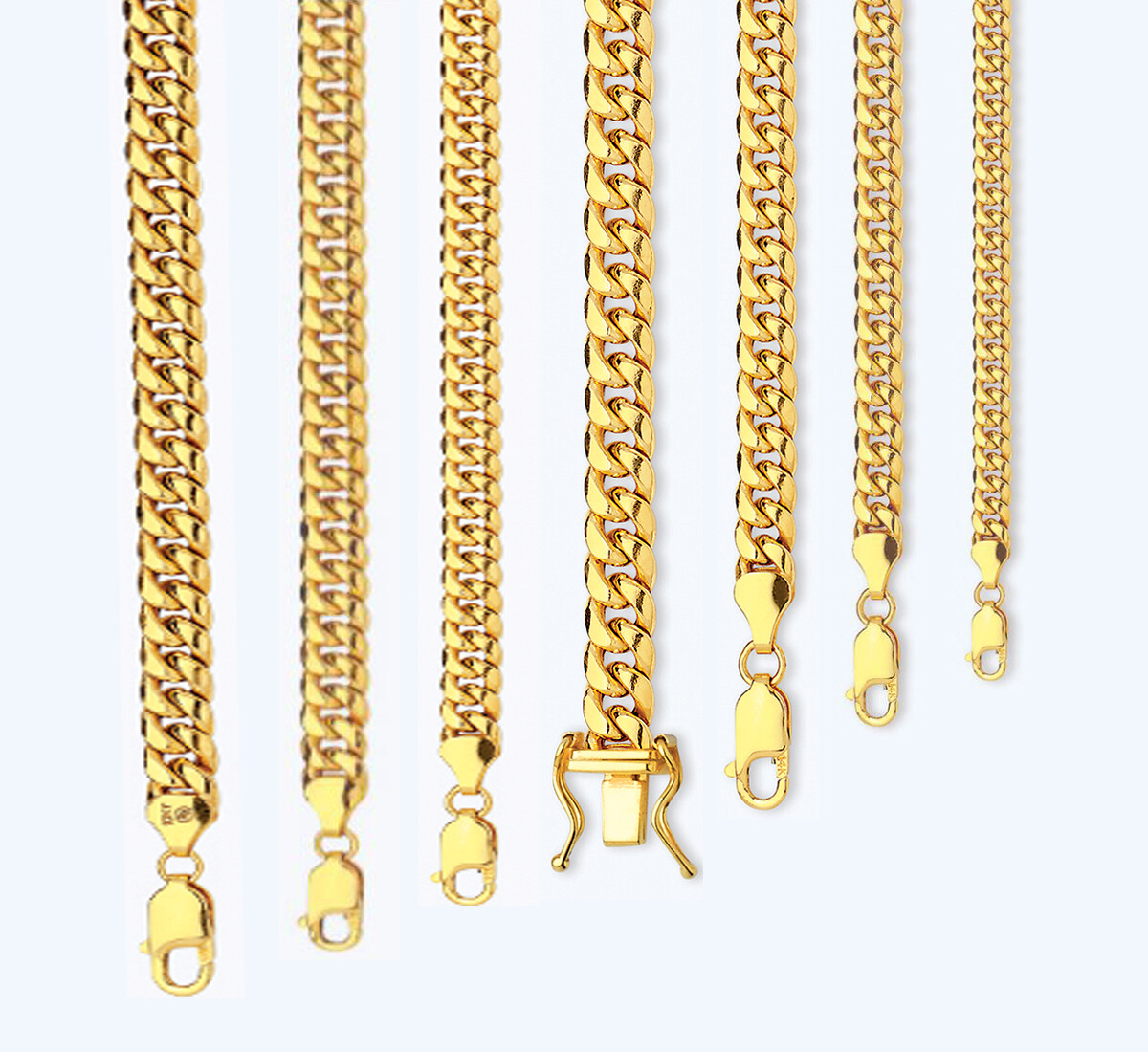 10k Yellow Gold 3mm-7.5mm Miami Cuban Chain Necklace Bracelet Size 7″-30″ Hollow
