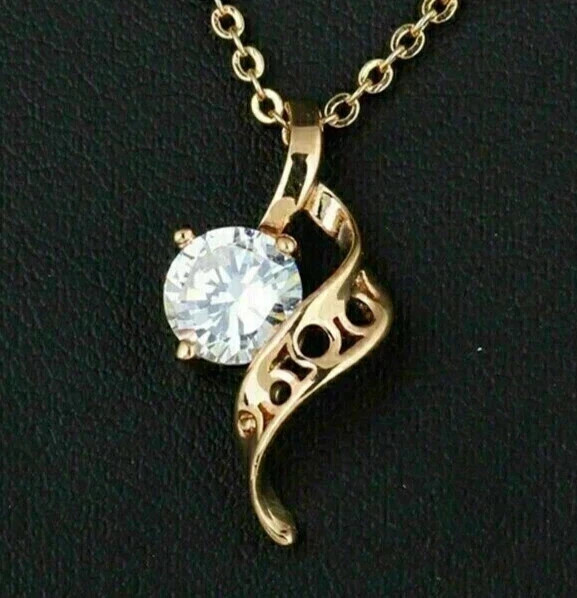 1Ct Round Cut Lab Grown Diamond Women’s Wedding Pendant 14K Yellow Gold Plated