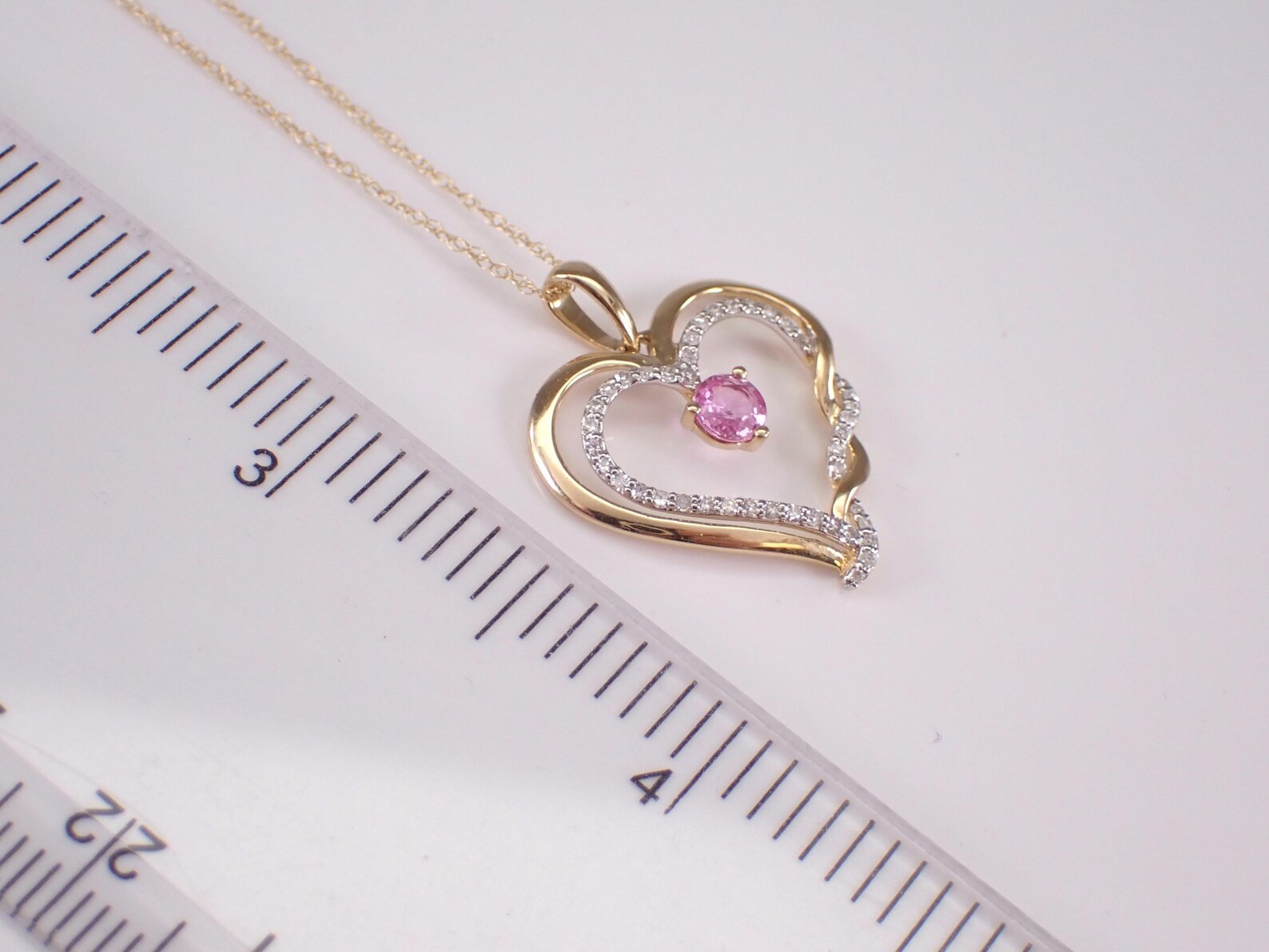1.40 Ct Lab Created Sapphire & Moissanite Heart Pendant Womens 14K Gold Plated
