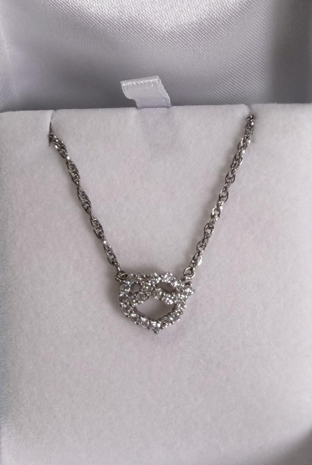 Platinum Necklace with attached Diamond Heart Pendant, 7 grams, 16″