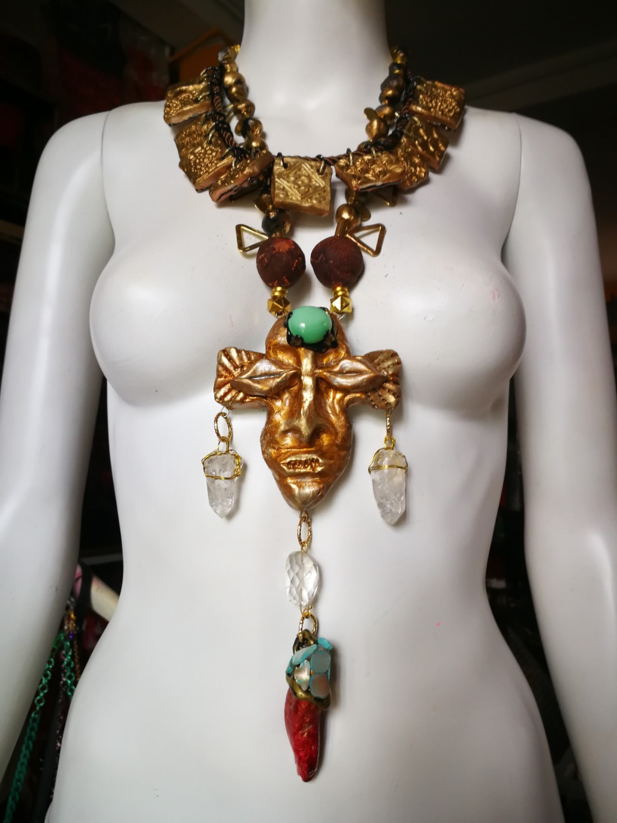 Statement Fine Jewelry Ethnic Glamour Gemstone Jewel Sculpture Tribal Mask Stone
