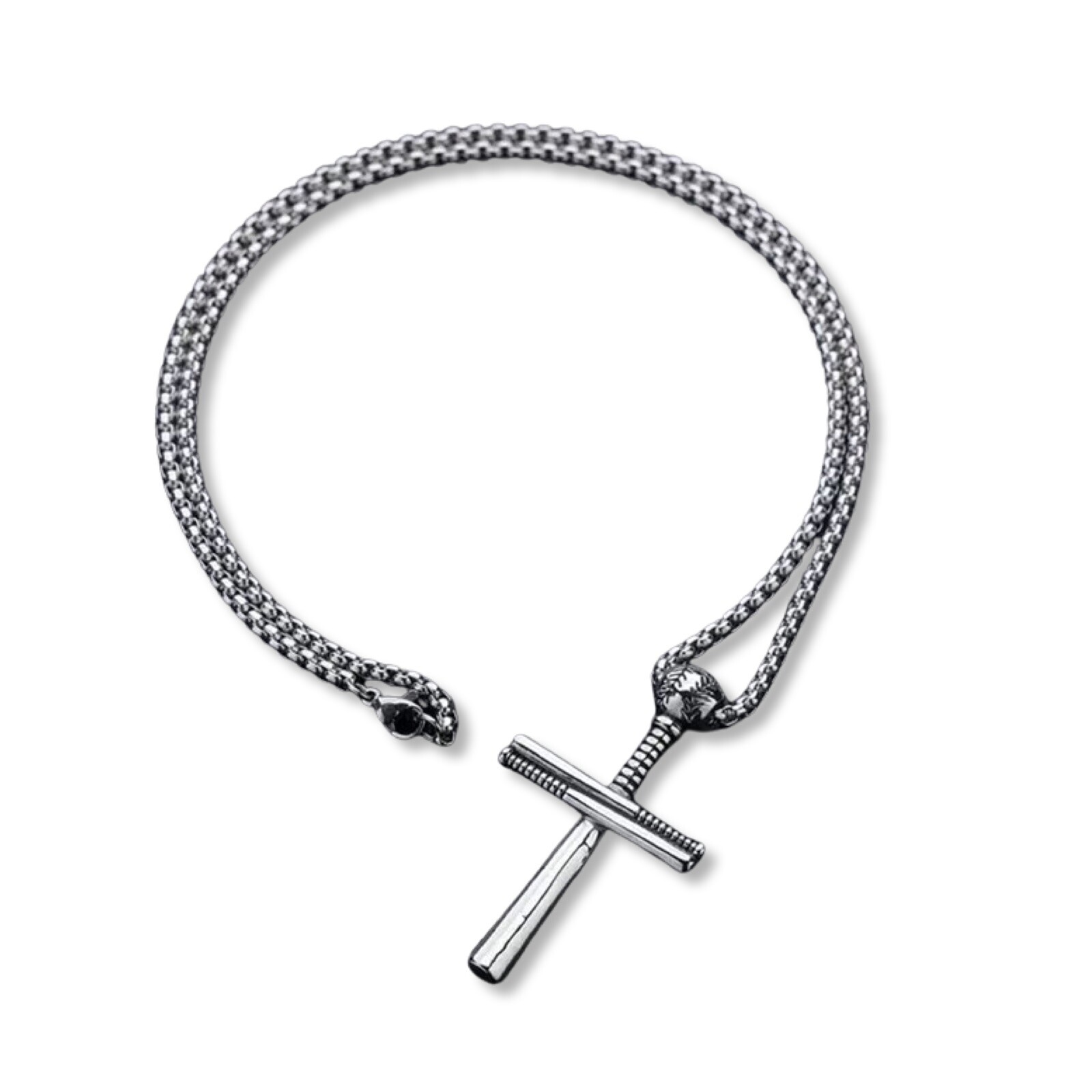 Waterproof Silver Cross Necklace 316L Stainless Steel Unisex 22” Pendant Gift