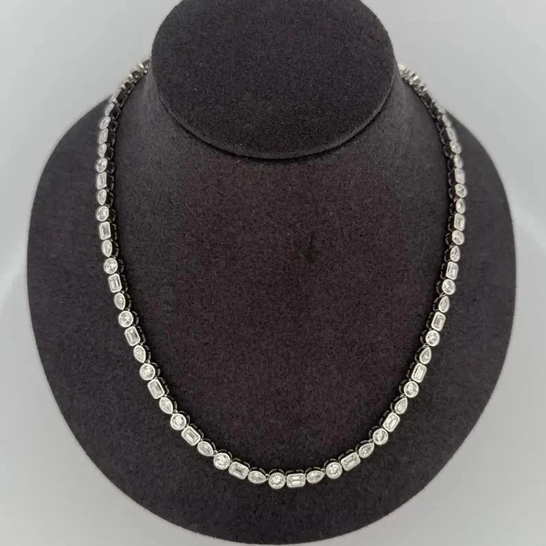 20TCW Multi Shape Lab Created Diamond Tennis Bracelet 925 Sterlig Silver