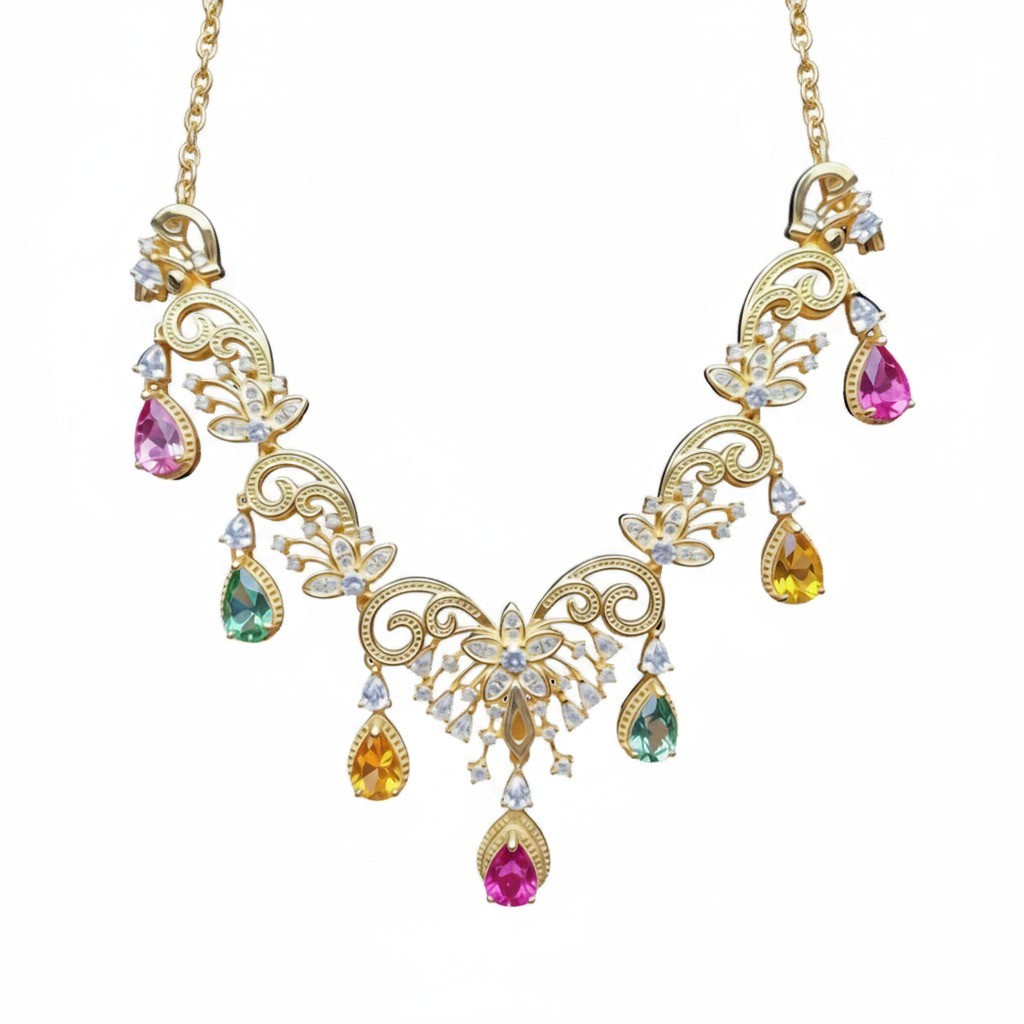Natural Brazilian Tourmaline Gemstone Charm Necklace 925 Sterling Silver