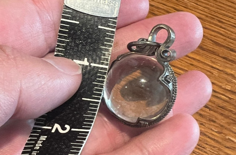 Large Exceptional Swedish Gotland Crystal Ball Oxidized Sterling Silver Pendant