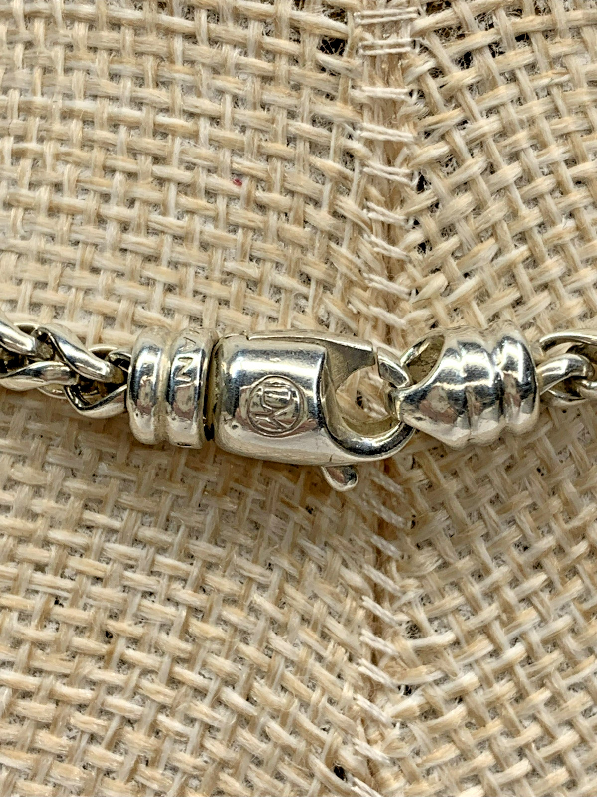 David Yurman Signed 925 Sterling Silver 4mm Wheat Weave Chain Necklace 16″ 23.5g