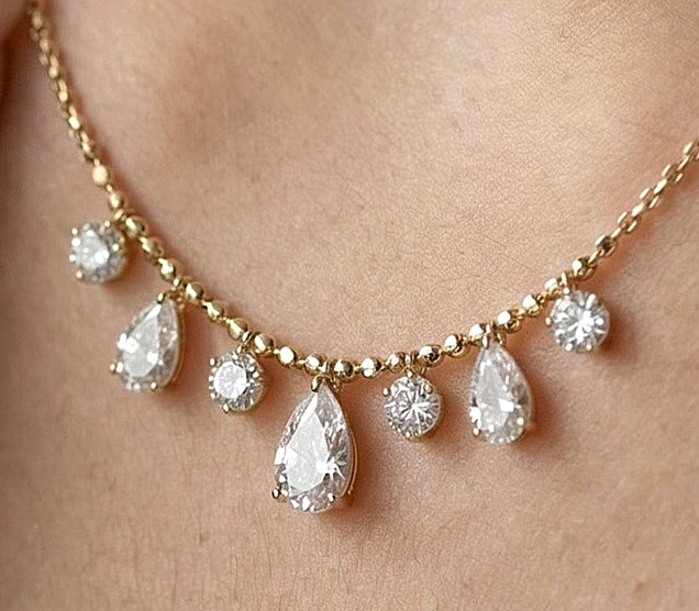 925 Silver, Amazing White Diamond Chain Necklace, 11 Ct Certified Treated