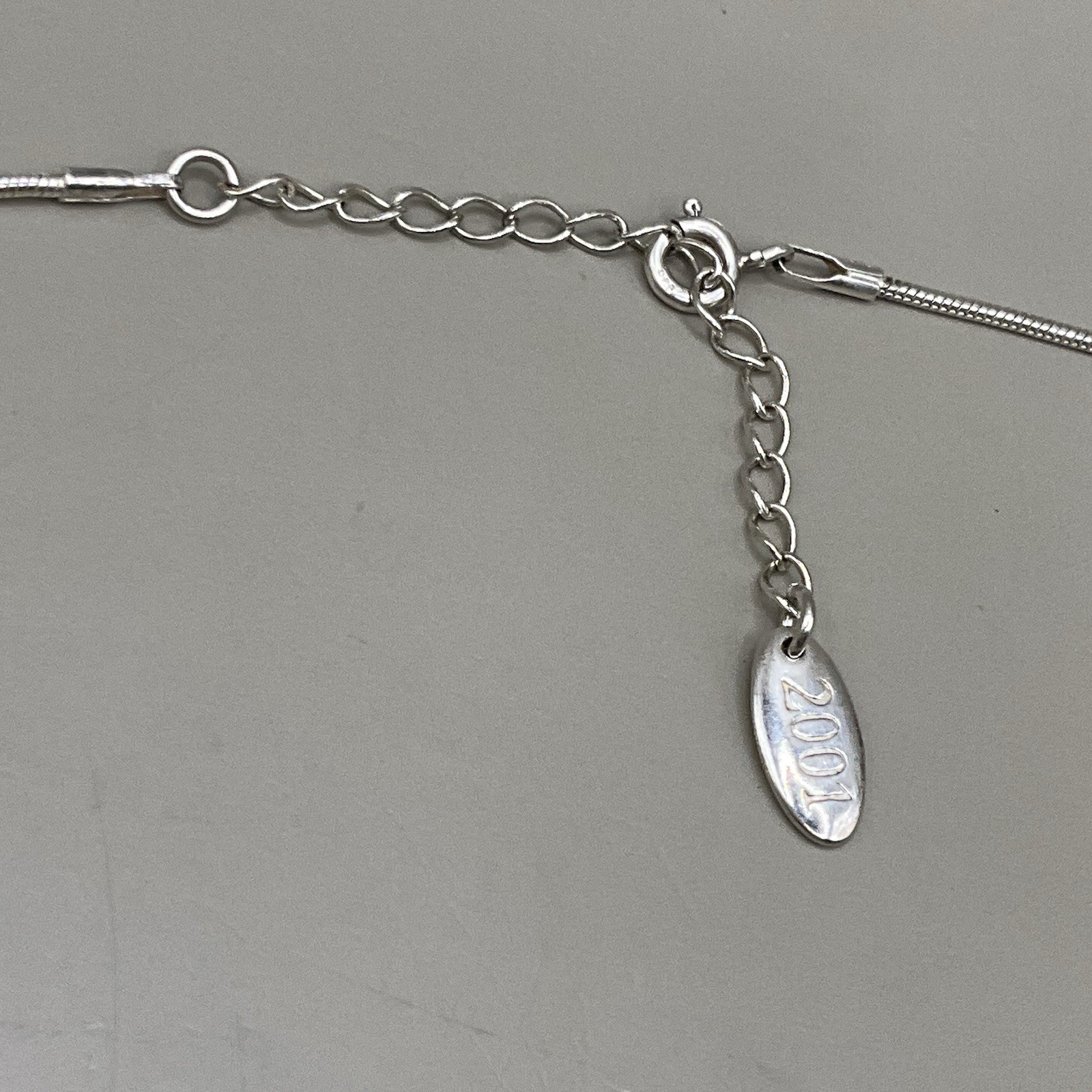 Women’s Necklace Sterling Silver 925 Lariat Ball Beaded Crystals Signed 2001