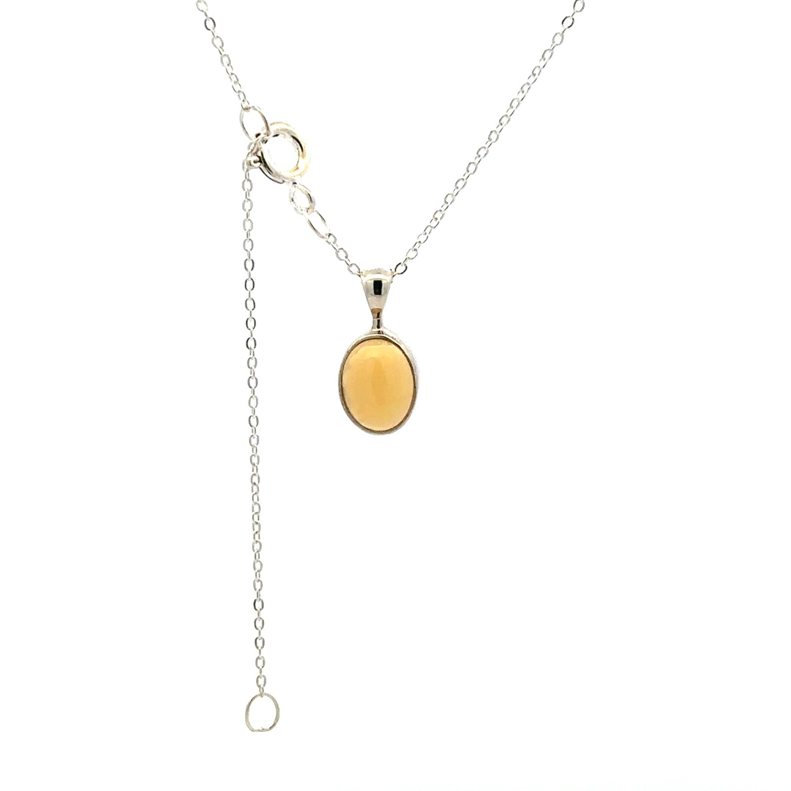 Sterling Silver Ethiopian Opal Necklace (1/4 x 1/2 Inch) With 16+2 Inch Chain