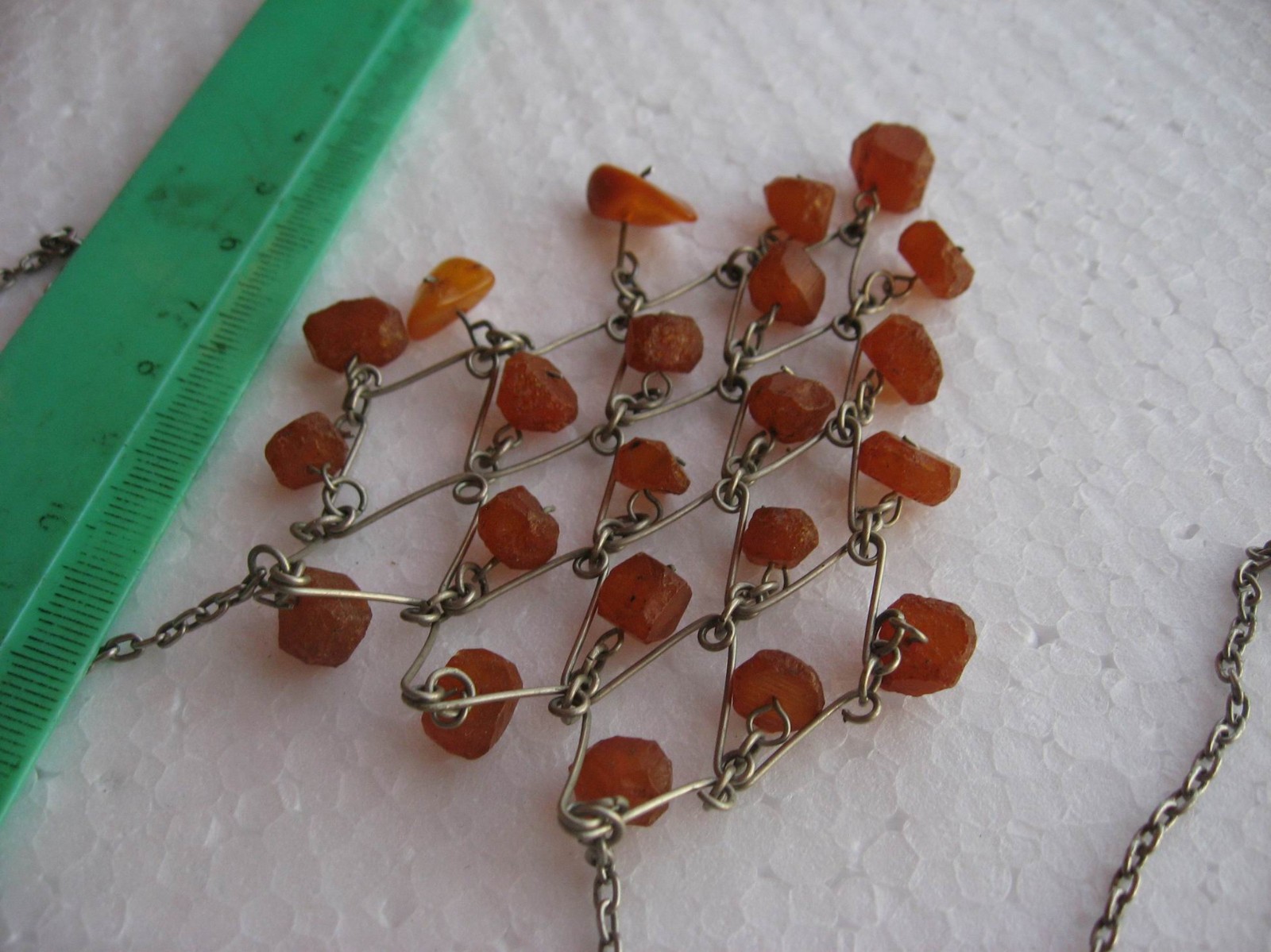 Vintage Soviet Baltic Amber Mesh Necklace Pendant Melchior USSR Baltic 23g m