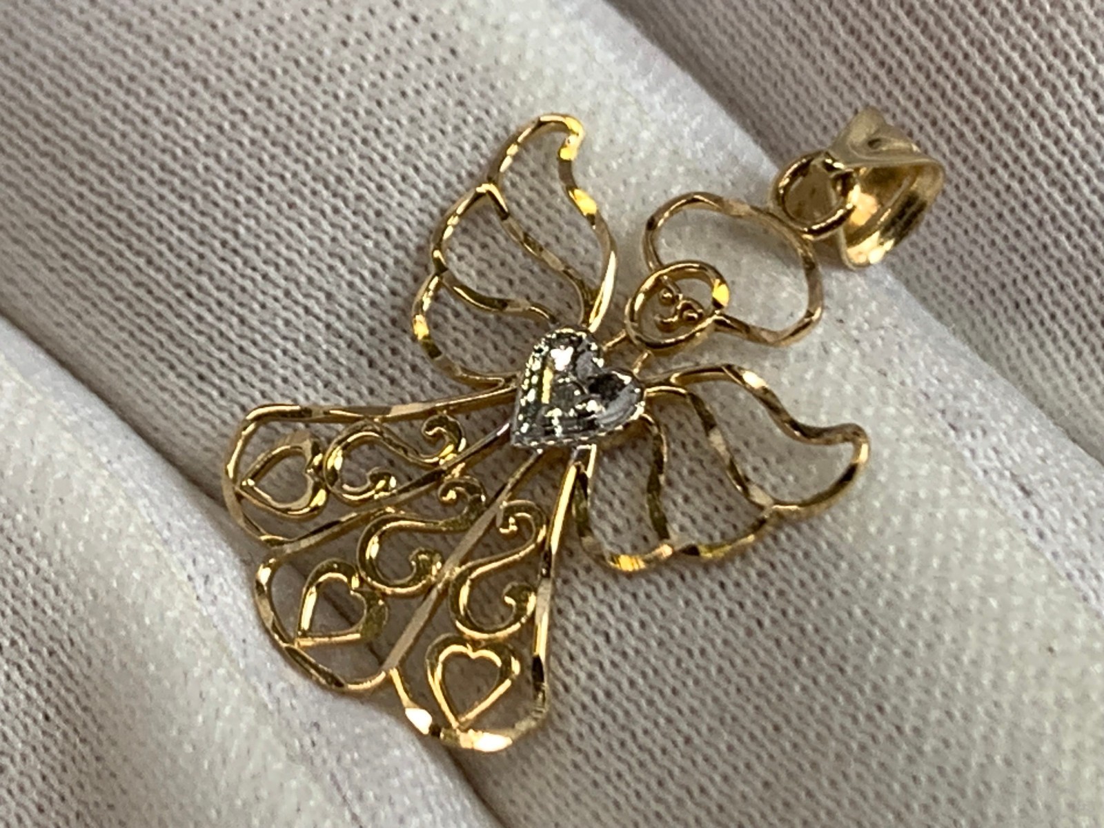 14K Yellow & White Gold Angel Charm .61g Fine Jewelry Michael Anthony Pendant