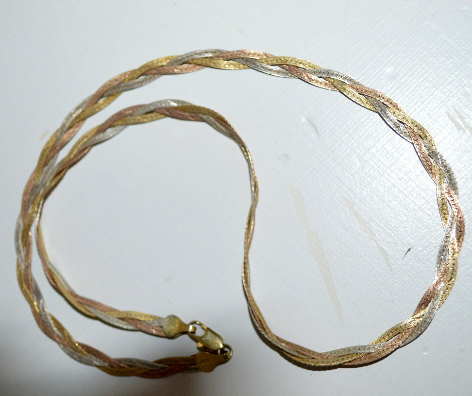 D’ORO ITALY SILVER GOLD BRAIDED NECKLACE 18″ IBB 925 LOVELY