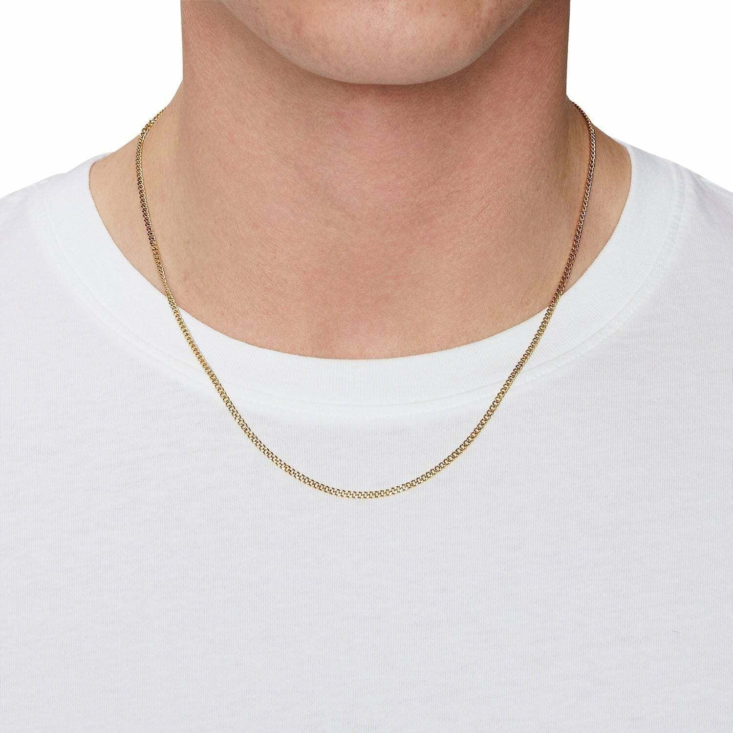 18K Solid Gold Cuban Link Chain Hollow Necklace 2mm 16″ 18″ 20″ 22″ 24″ 30″