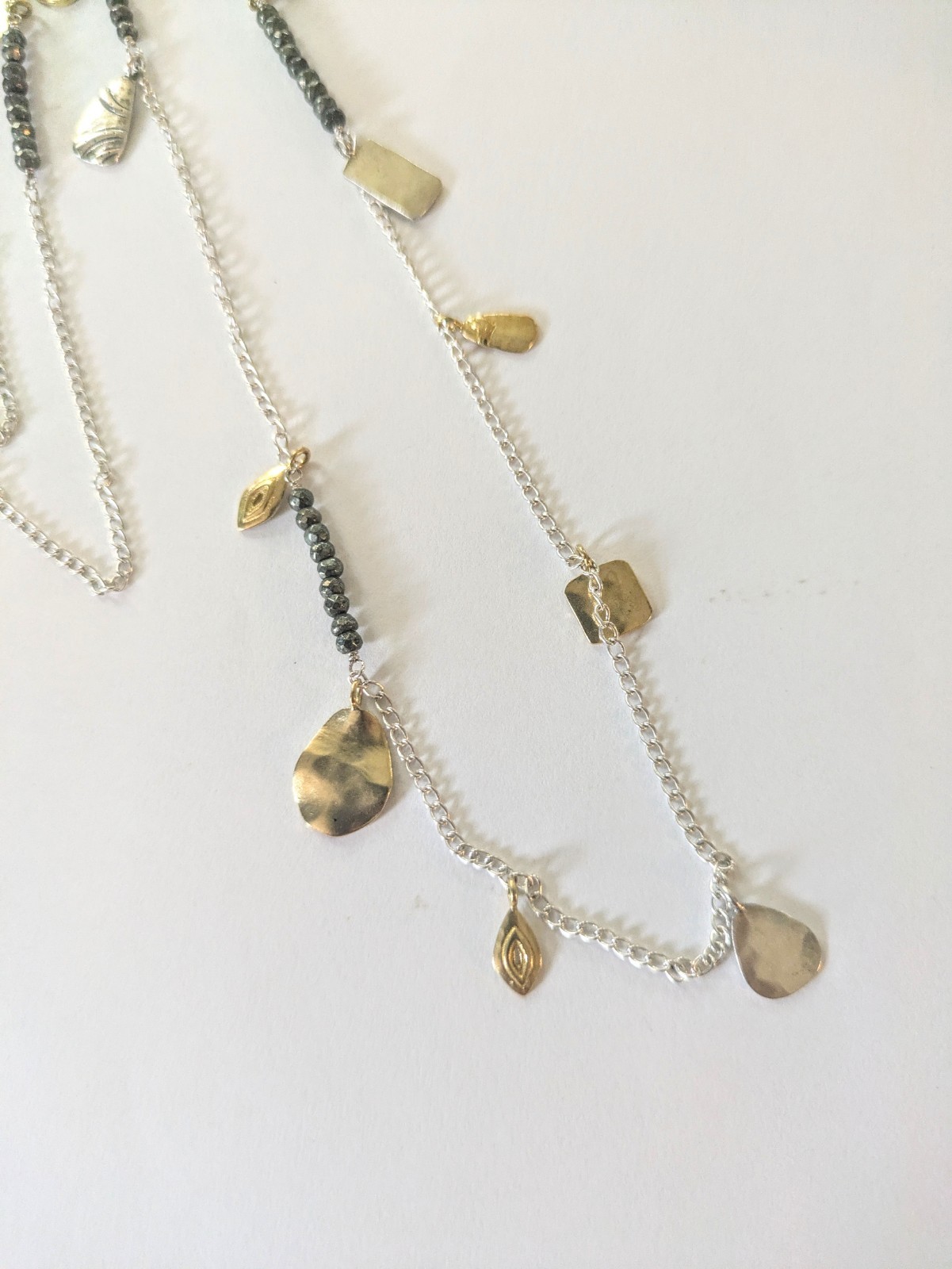 SILPADA Sterling Silver Brass & Pyrite PEDAL TO THE METAL Necklace 36″ N3026